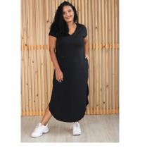 Vestido Plus Size G3,G1,G Midi Tamanhos Grandes saruel com Bolso Malha