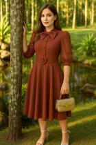 Vestido Plus Size Gode Feminino Elegante Basico + Cinto Incluso Tecido Linha Premium