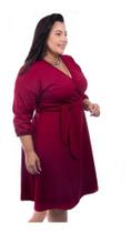 Vestido Plus Size Godê Transpassado Liso Ref L65