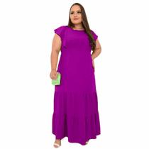 Vestido Plus Size Grande Longo Veste 46-50 Manga Borboleta