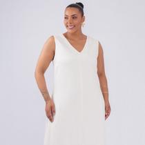 Vestido plus size linho decote v fem