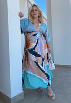 Vestido plus size longo Azul Melissa
