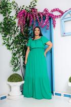 Vestido plus size longo ciganinha manga curta viscolinho Vestido plus size longo ciganinha manga curta viscolinho