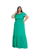 Vestido plus size longo ciganinha manga curta viscolinho