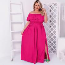 Vestido Plus Size Longo Com Fenda Lateral Moda Feminina Plus Size Roupas Femininas