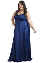 Vestido Plus Size Longo Marinho Alças Vestido Plus Size Longo Marinho Alças