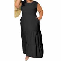 Vestido Plus Size Longo Moda Grande Veste 46 ao 52 Chic