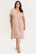 Vestido Plus Size Malha de Viscose Detalhe Transpassado - Serena
