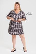 Vestido Plus Size Malha Fria Sublimado Mangas Alongas Decote V - Serena Vestido Plus Size Malha Fria Sublimado Mangas Alongas Decote V - Serena
