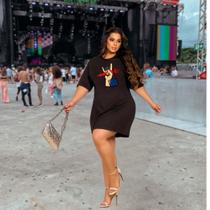 Vestido Plus Size Malha Moderno Elegante Premium + com Brinco Presente