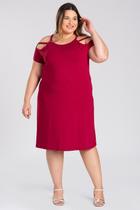 Vestido Plus Size Malha Visco Detalhe em Tiras nos Ombros - Serena Vestido Plus Size Malha Visco Detalhe em Tiras nos Ombros - Serena