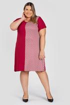 Vestido Plus Size Malha Viscose c/ Suede Listrado Sublimado - Serena Vestido Plus Size Malha Viscose c/ Suede Listrado Sublimado - Serena