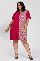 Vestido Plus Size Malha Viscose c/ Suede Listrado Sublimado - Serena Vestido Plus Size Malha Viscose c/ Suede Listrado Sublimado - Serena