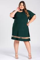 Vestido Plus Size Malha Viscose Detalhe Decote, Corrente Alça e Barra em Tule Vestido Plus Size Malha Viscose Detalhe Decote, Corrente Alça e Barra em Tule