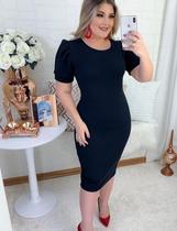 Vestido Plus Size Manga Bufante Moda Evangélica Feminina