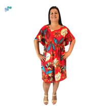 Vestido Plus Size Manga Morcego Estampado