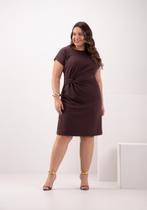 Vestido Plus Size Mangas Curtas E Malha Tricô Lunender 69182