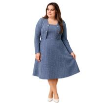 Vestido Plus Size Midi Com Bolero Elegante Moda Evangelica Vestido Plus Size Midi Com Bolero Elegante Moda Evangelica