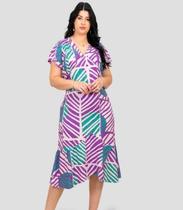 Vestido Plus Size Midi com listas Modus e Manias