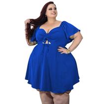 Vestido Plus Size Midi Elegante Decote Coração Sexy Luxo Soltinho Forrado Ajustável Tamanho Grande