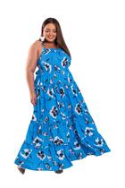 Vestido Plus Size Midi Longo 3 Marias Babado Costas Nua Com Lastex