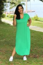 Vestido Plus Size Midi Tamanhos Grandes saruel com Bolso Malha