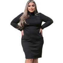Vestido Plus Size Moda Evangélica Canelado Inverno Manga Longa Para Gordinhas