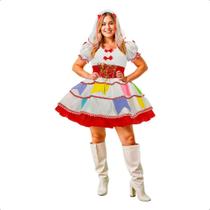 Vestido Plus Size para Noiva de Festa Junina com Tiara de Véu