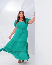 Vestido plus size predilects liso longo