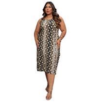 Vestido Plus Size Regata Midi Fendas Frontais