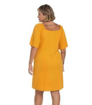 Vestido Plus Size Ribana Canelada Secret Glam Amarelo