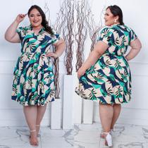 Vestido Plus Size rodado com elastano