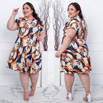 Vestido Plus Size rodado com elastano