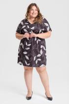 Vestido Plus Size Sublimado Malha Fria c/ Elástico Citura - Serena