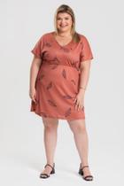 Vestido Plus Size Sublimado Malha Fria c/ Elástico Citura - Serena