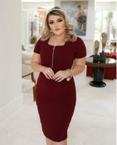 Vestido Plus Size Tubinho Zíper Moda Feminina Evangélica