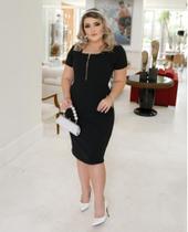 Vestido Plus Size Tubinho Zíper Moda Feminina Evangélica