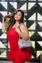 Vestido Plus Size Verão Curto Babado Ciganinha Colado Tubinho Alça Regata Ajustável Tendência