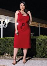 Vestido Plus Size Vermelho com Faixa e Fivela