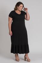Vestido Plus Size Visco Decote "V" Longo - Serena