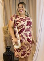 Vestido Plus Size Viscolycra Estampado Curto de Manga