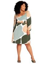 Vestido plus size viscose com mangas bufantes lunender 66512 Vestido plus size viscose com mangas bufantes lunender 66512