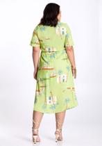 Vestido plus size viscose estampado decote v lunender 47163