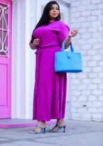 Vestido plus viscolinho forrado roxo tamanho G2