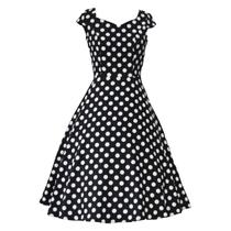 Vestido Poá Feminino Midi Godê De Bolinha Preto Vestido Poá Feminino Midi Godê De Bolinha Preto