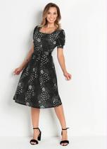 Vestido poá preto manga 3/4 moda evangelica Vestido poá preto manga 3/4 moda evangelica