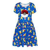 Vestido Pokémon Girl com lantejoulas de Pikachu azul de 4 a 16 anos