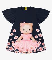 Vestido Poly Flex Touch - Meia Malha Rovi Kids Azul Vestido Poly Flex Touch - Meia Malha Rovi Kids Azul