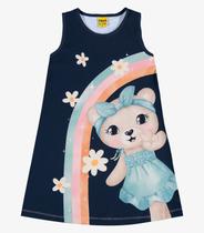 Vestido Poly Touch Meia Malha Rovi Kids Azul Vestido Poly Touch Meia Malha Rovi Kids Azul