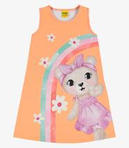 Vestido Poly Touch Meia Malha Rovi Kids Laranja Vestido Poly Touch Meia Malha Rovi Kids Laranja